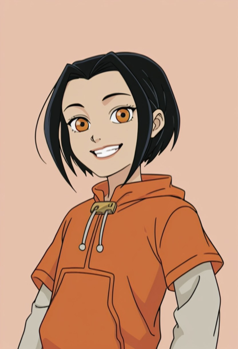 Jade’s Radiant Smile - Urban Chic in Orange Hues