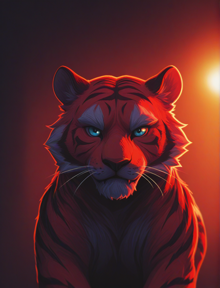 AI Artwork of Hyperrealistic Bengal Tiger with Chromatic Environmental Hybridity
