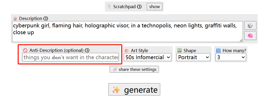 Anti-Description Filter