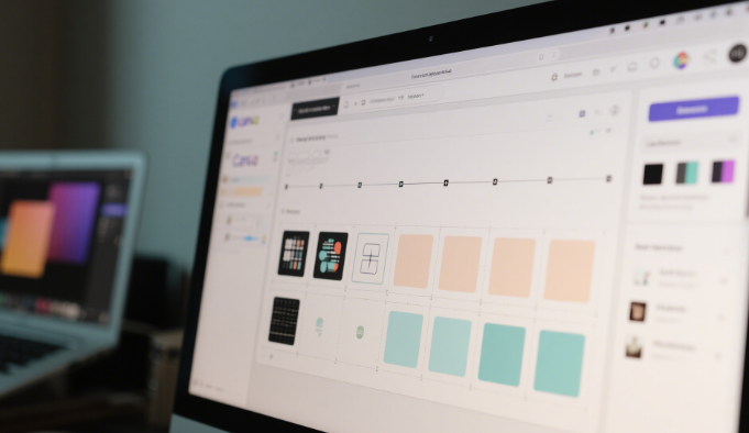 Canva desktop interface showing grouped elements with alignment tools