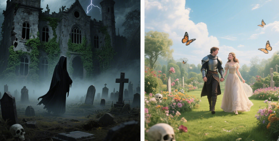 Angst or Uplift? Crafting Dark & Light C AI Scenarios