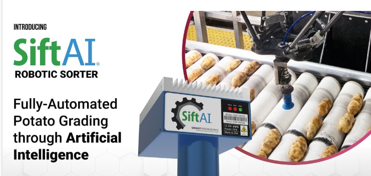 Sweet Potato Robotics AI Computing Suite interface showing visual programming environment with drag-and-drop robotics components, AI-powered optimization dashboard, and real-time simulation capabilities for accessible robotics development